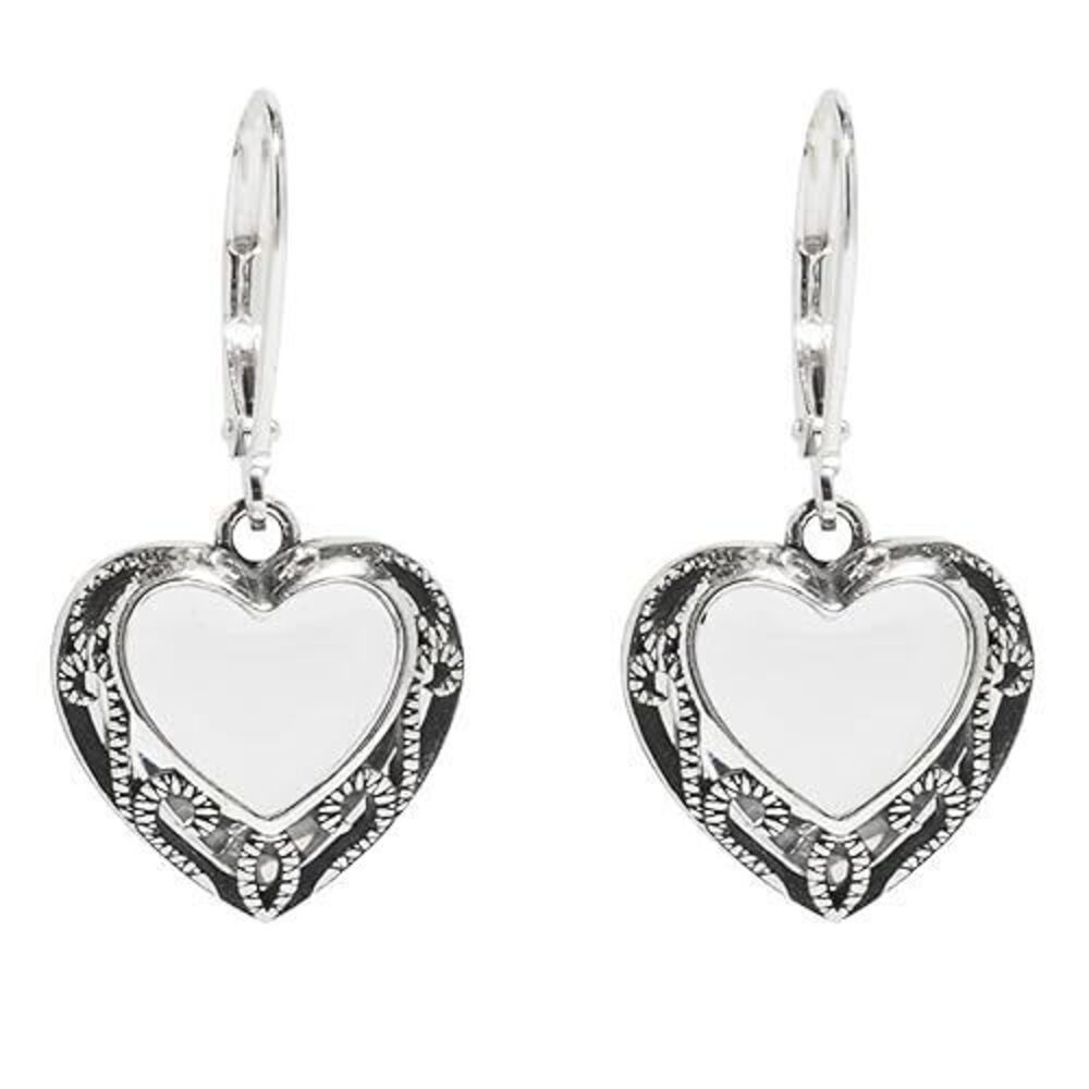 9112 Handmade Homespun Hearts Earrings, Recycled Vintage Glass, Sterling